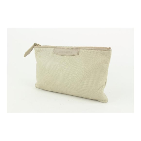 Burberry Ivory Check Embossed Toiletry Cosmetic Pouch 1220b46 - Picture 2 of 12